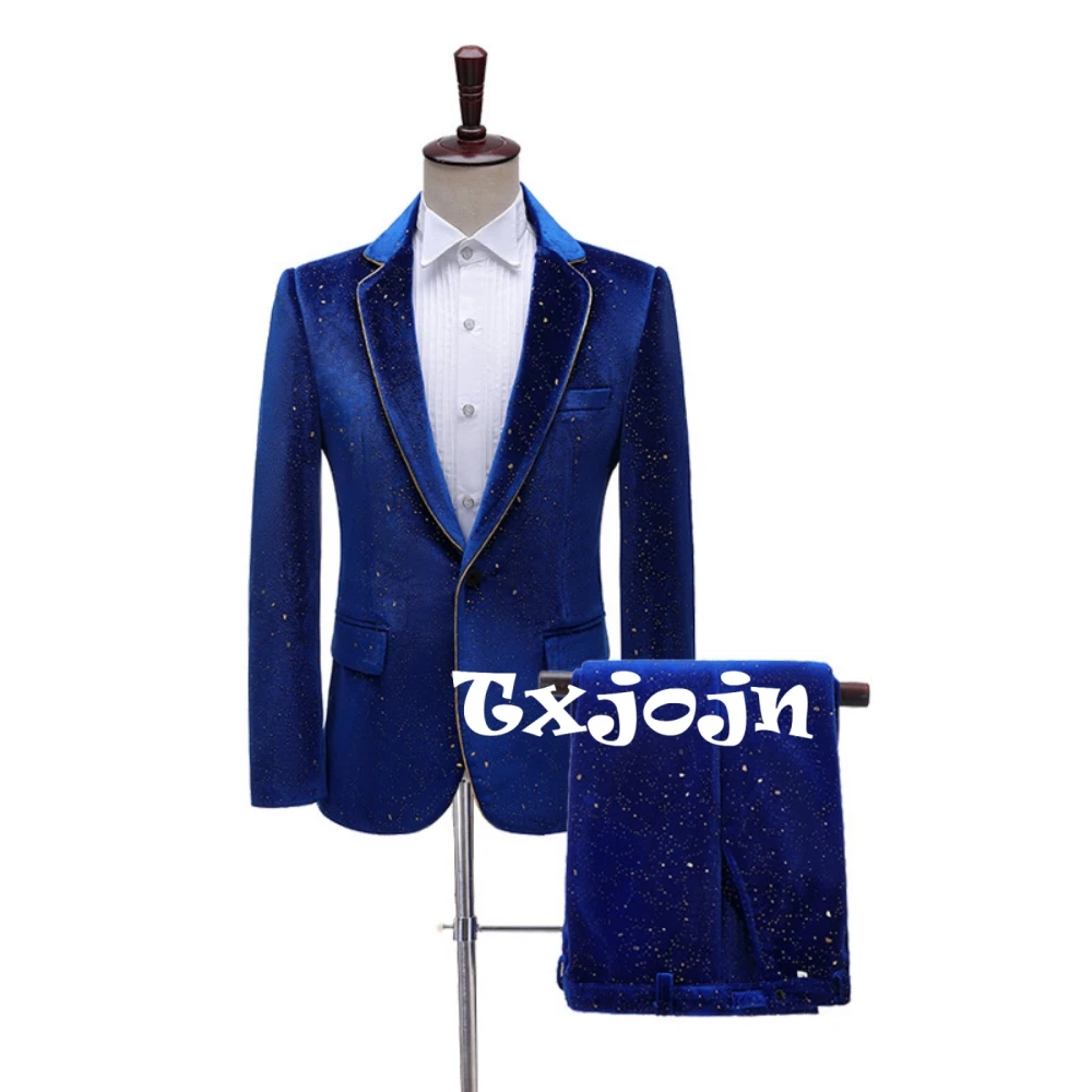 Autumn New Gilted Velvet Suit Set 2 Pieces Business Party Tuxedo Elegant Handsome Men's Suits Dancing Wear Plus Size Tuxedo 
Autumn New Gilted Velvet Suit Set 2 Pieces Business Party Tuxedo Elegant Handsome Men's Suits Dancing Wear Plus Size Tuxedo