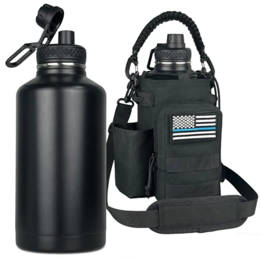 64 oz Water Bottle Insulated with Sleeve Half Gallon Military Water Jug Metal Gym Water Bottles for Men Women Black
64 oz Water Bottle Insulated with Sleeve Half Gallon Military Water Jug Metal Gym Water Bottles for Men Women Black
