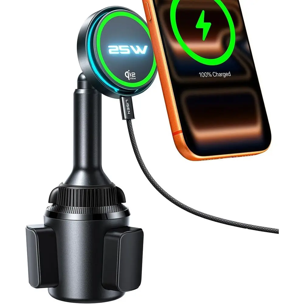 25W Magnetic Car Mount with Cooling Feature, Compatible with Cup Holders for Various Models
25W Magnetic Car Mount with Cooling Feature, Compatible with Cup Holders for Various Models