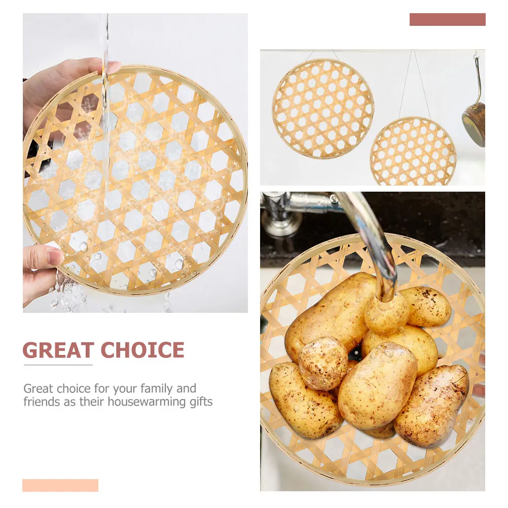 2 Pcs Bamboo Sieve Baskets Handwoven Kitchen Vegetable Strainer Food Tray Drying Basket Premium Quality Storage Container
2 Pcs Bamboo Sieve Baskets Handwoven Kitchen Vegetable Strainer Food Tray Drying Basket Premium Quality Storage Container