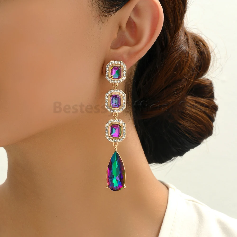 Geometric Colorful Glass Long Hanging Drop Earrings For Women Luxury Design Square Chandelier Vintage Pendientes Wedding Jewelry
Geometric Colorful Glass Long Hanging Drop Earrings For Women Luxury Design Square Chandelier Vintage Pendientes Wedding Jewelry
