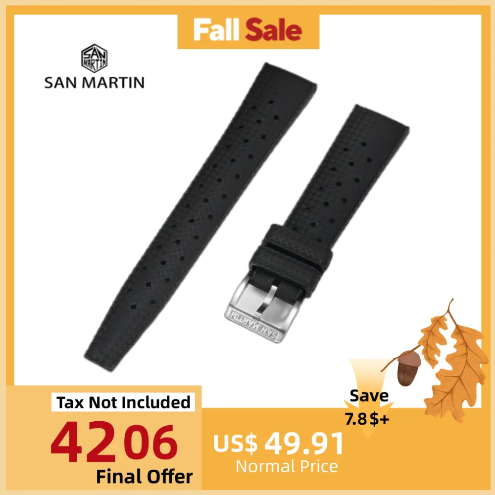 San Martin 18mm 20mm 2 Piece Tropical Fluorine Rubber Strap Tropic FKM Watchband Straight End Steel Pin Buckle ремешок SF0010
San Martin 18mm 20mm 2 Piece Tropical Fluorine Rubber Strap Tropic FKM Watchband Straight End Steel Pin Buckle ремешок SF0010