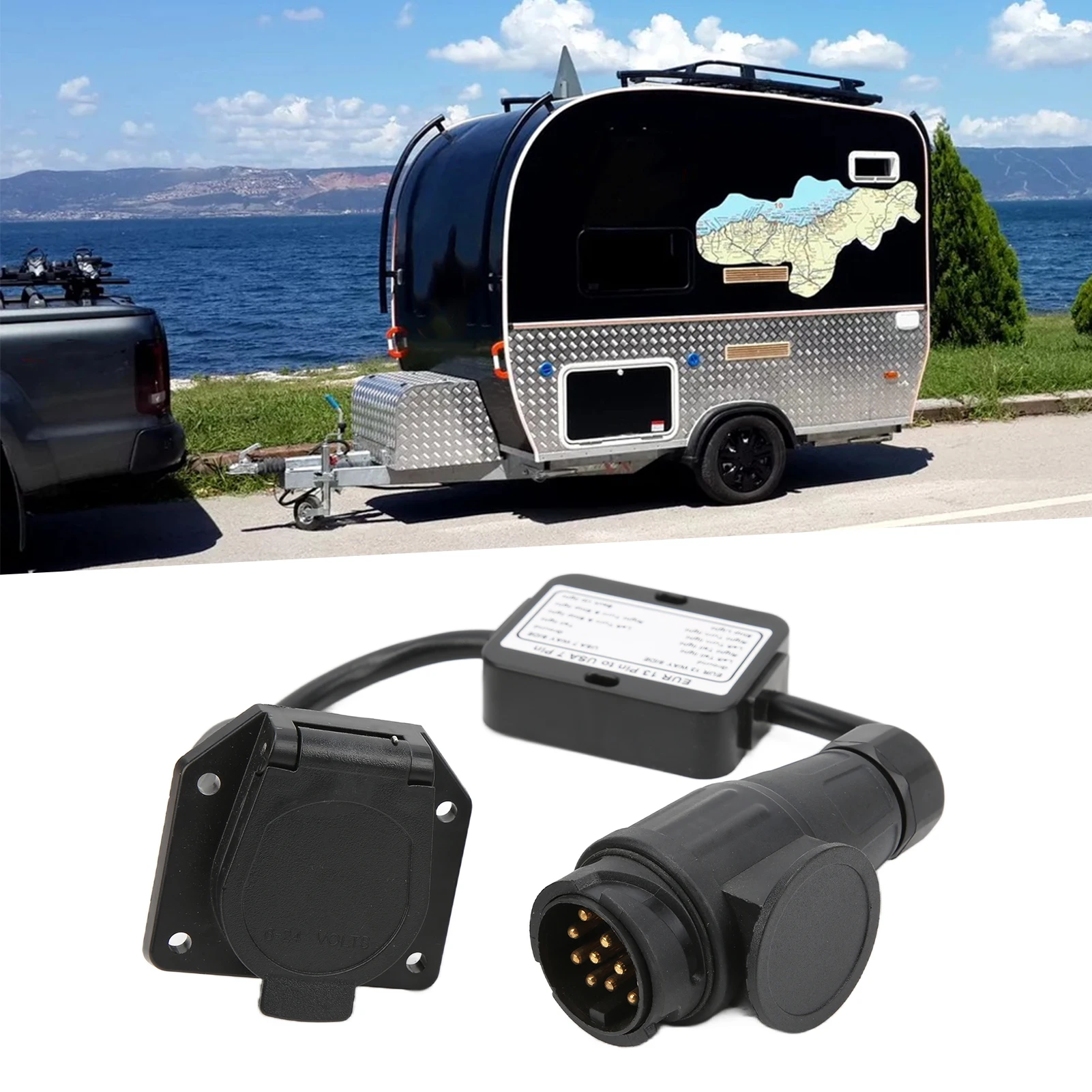 European 13 Pin to American 7 Way Plug Round Connector Trailer Light Electrical Converter
European 13 Pin to American 7 Way Plug Round Connector Trailer Light Electrical Converter