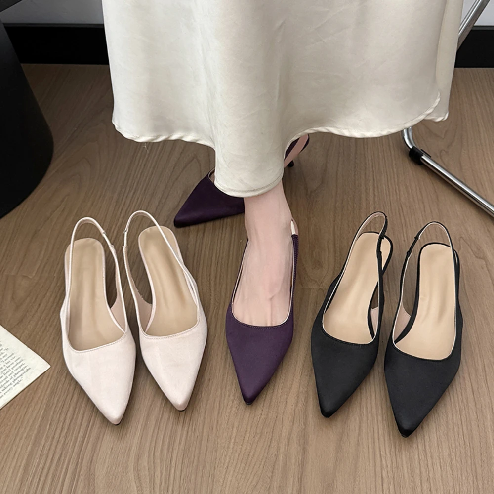 Women's Classic Slingback Kitten Heels, Pointed Toe Satin Low Heel Pumps, Comfortable Shoes for Casual & Formal
Women's Classic Slingback Kitten Heels, Pointed Toe Satin Low Heel Pumps, Comfortable Shoes for Casual & Formal
