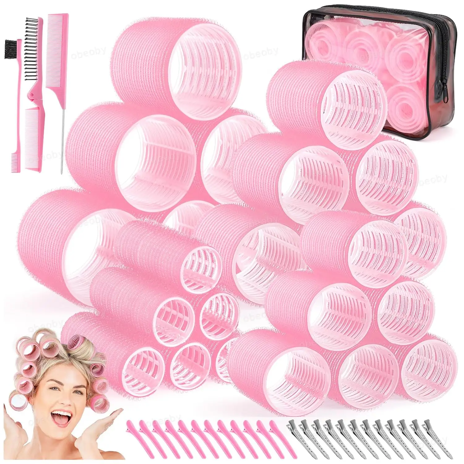 4 Sizes Hair Rollers for Women, Hair Curlers with Clips Comb Curlers for Long Short Curly Hair and Bangs (25, 36, 48, 60mm), Pin
4 Sizes Hair Rollers for Women, Hair Curlers with Clips Comb Curlers for Long Short Curly Hair and Bangs (25, 36, 48, 60mm), Pin
