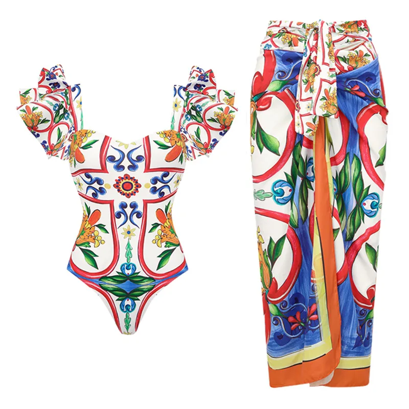 2025 New 2-Piece Shoulder Ruffle Swimsuit With Cover Up Sexy Women Swimwear Push Up Biquini Bathsuit Bodysuit Beachwear Dress
2025 New 2-Piece Shoulder Ruffle Swimsuit With Cover Up Sexy Women Swimwear Push Up Biquini Bathsuit Bodysuit Beachwear Dress
