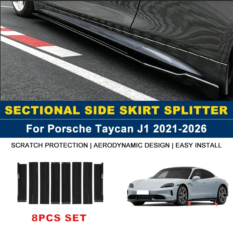 2.2m Sectional Side Skirt Extension Lips Side Spoiler, Car Exterior Modified Upgrade Kit For Porsche Taycan J1 2021-2026 2022
2.2m Sectional Side Skirt Extension Lips Side Spoiler, Car Exterior Modified Upgrade Kit For Porsche Taycan J1 2021-2026 2022
