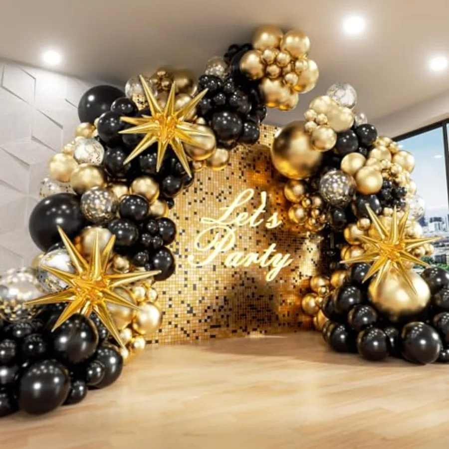 Black and Gold Balloons Garland Arch Kit, 5 10 12 18inch Black Gold Confetti Latex Balloons for 2025 Graduation New Year Annive
Black and Gold Balloons Garland Arch Kit, 5 10 12 18inch Black Gold Confetti Latex Balloons for 2025 Graduation New Year Annive