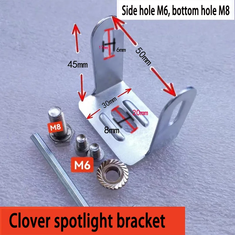 Подходит для электромобиля и мотоцикла, кронштейн для светодиодных фар, кронштейн для крепления внешнего прожектора, основание M6, нижнее отверстие M8
Подходит для электромобиля и мотоцикла, кронштейн для светодиодных фар, кронштейн для крепления внешнего прожектора, основание M6, нижнее отверстие M8