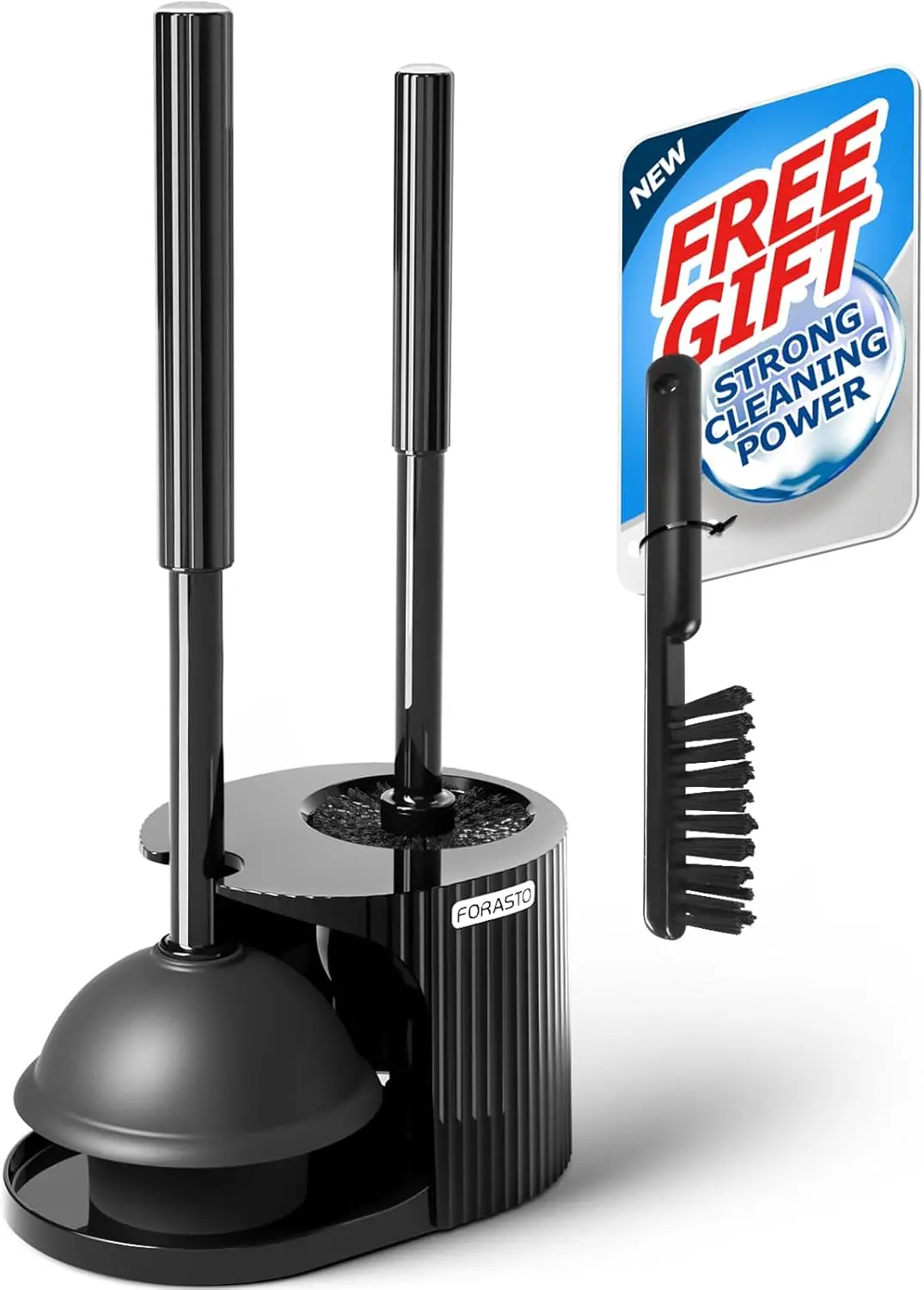 2 in 1 Toilet Plunger and Brush Set with Groove Gap Brush, Black
2 in 1 Toilet Plunger and Brush Set with Groove Gap Brush, Black