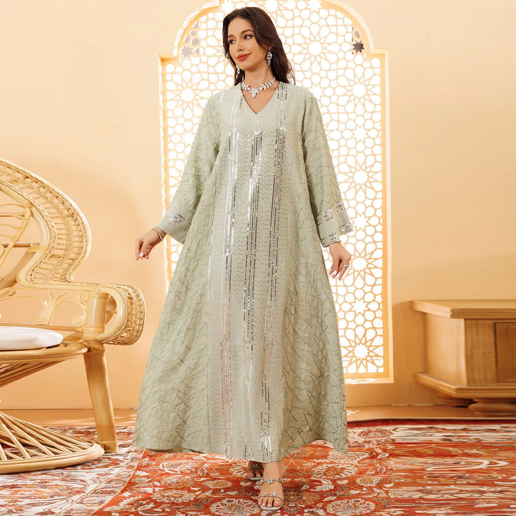 Muslim Ramadan Eid Embroidery Sequin Casual Abaya for Women Jalabiya Gulf Evening Gown Dubai Kaftan Fashion Islam Clothing Robe
Muslim Ramadan Eid Embroidery Sequin Casual Abaya for Women Jalabiya Gulf Evening Gown Dubai Kaftan Fashion Islam Clothing Robe