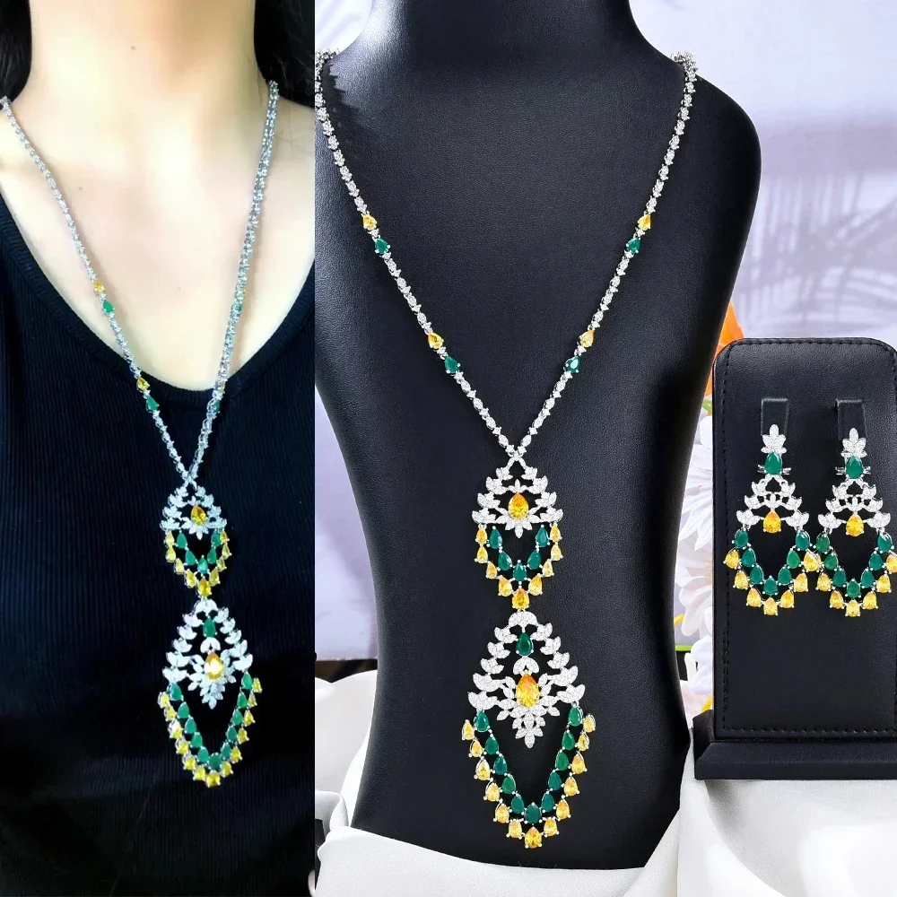 Soramoore Trendy Shiny Luxury Gorgeous Long Necklace Earrings Jewelry Set for women Girl Brides Wedding Women Daily Jewellery
Soramoore Trendy Shiny Luxury Gorgeous Long Necklace Earrings Jewelry Set for women Girl Brides Wedding Women Daily Jewellery
