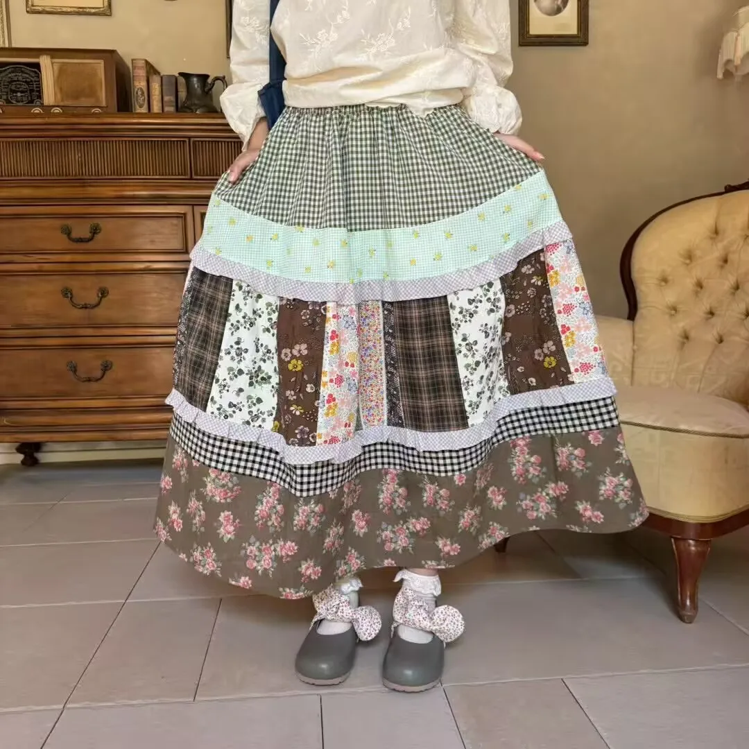 Spring Women Vintage Sweet Skirts Japanese Mori Girl Elastic Waist Patchwork Floral Casual Lolita Cotton Linen A-Line Skirt
Spring Women Vintage Sweet Skirts Japanese Mori Girl Elastic Waist Patchwork Floral Casual Lolita Cotton Linen A-Line Skirt