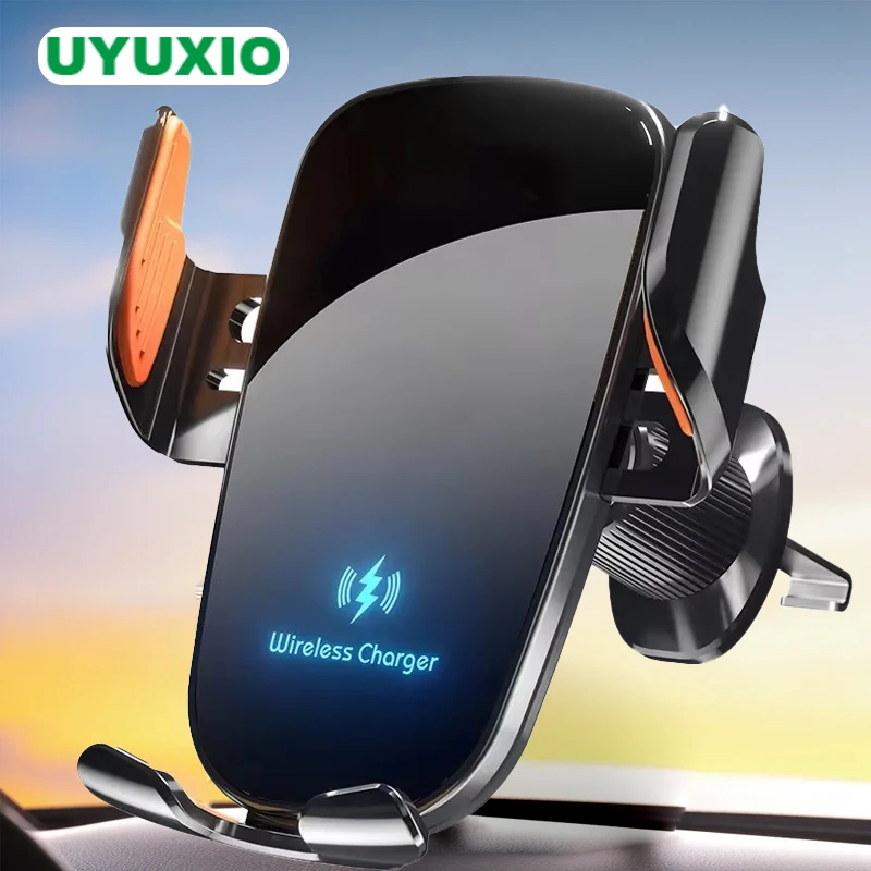 UYUXIO Manual Clamp Car Mount Phone Holder 15W Fast Charge Air Vent Wireless Car Charger Adapter for iPhone Samsung Phones
UYUXIO Manual Clamp Car Mount Phone Holder 15W Fast Charge Air Vent Wireless Car Charger Adapter for iPhone Samsung Phones