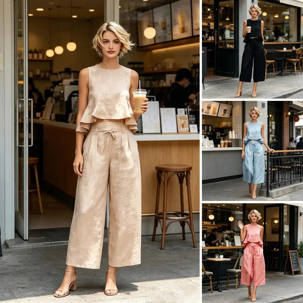 Spring Summer Suit for Women, Sleeveless Plus Size Tank Top And Wide Leg Pants Matching Set,Vacation Lounge Outfits
Spring Summer Suit for Women, Sleeveless Plus Size Tank Top And Wide Leg Pants Matching Set,Vacation Lounge Outfits