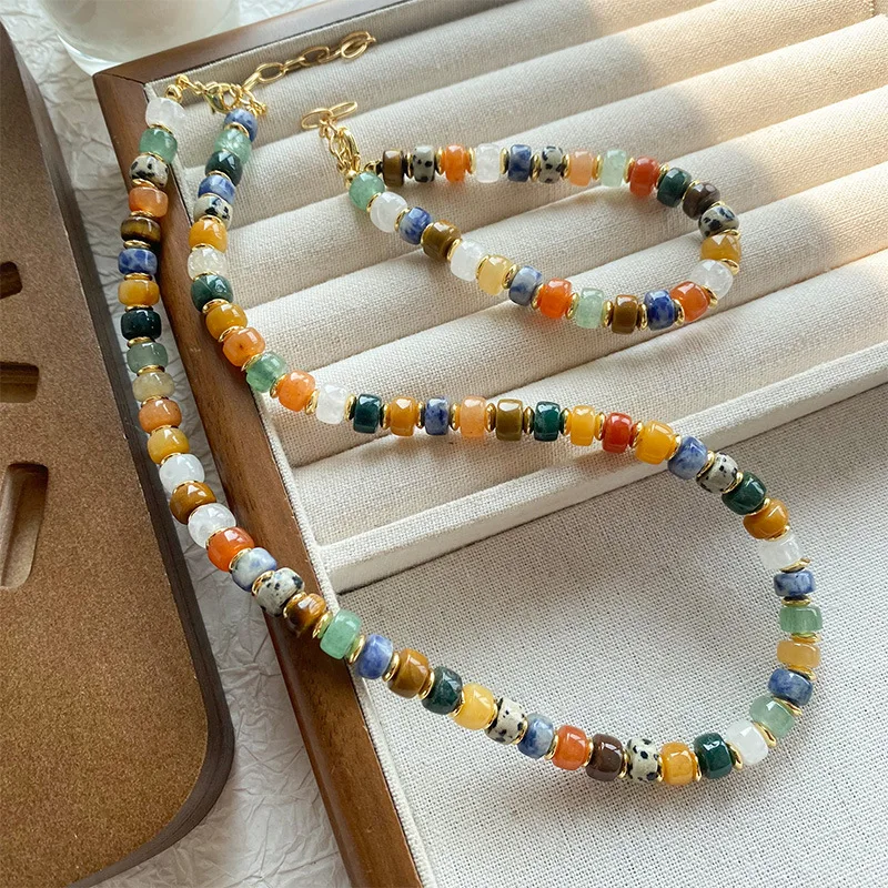Natural Color Stone Beaded Strand Chain Rainbow Decoration Autumn Winter Necklace for Women Stacked Bracelet Light Luxury Niche
Natural Color Stone Beaded Strand Chain Rainbow Decoration Autumn Winter Necklace for Women Stacked Bracelet Light Luxury Niche