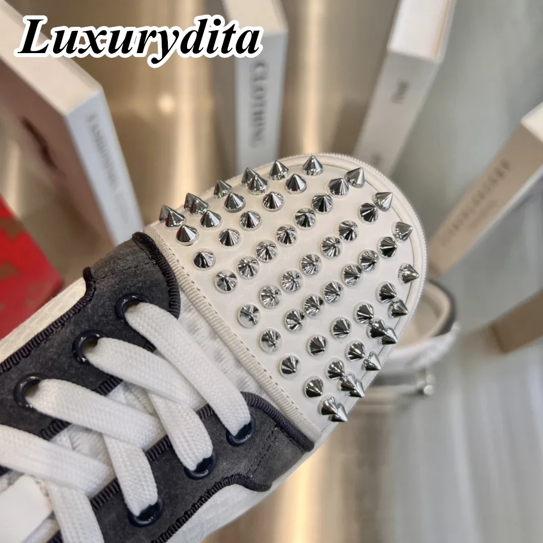 Top Quality Womens Trendy Casual Sneakers Luxury Mens Real Leather Tennis Shoes Designr Red Sole Tide Lovers Rivet Shoes HJ0529
Top Quality Womens Trendy Casual Sneakers Luxury Mens Real Leather Tennis Shoes Designr Red Sole Tide Lovers Rivet Shoes HJ0529
