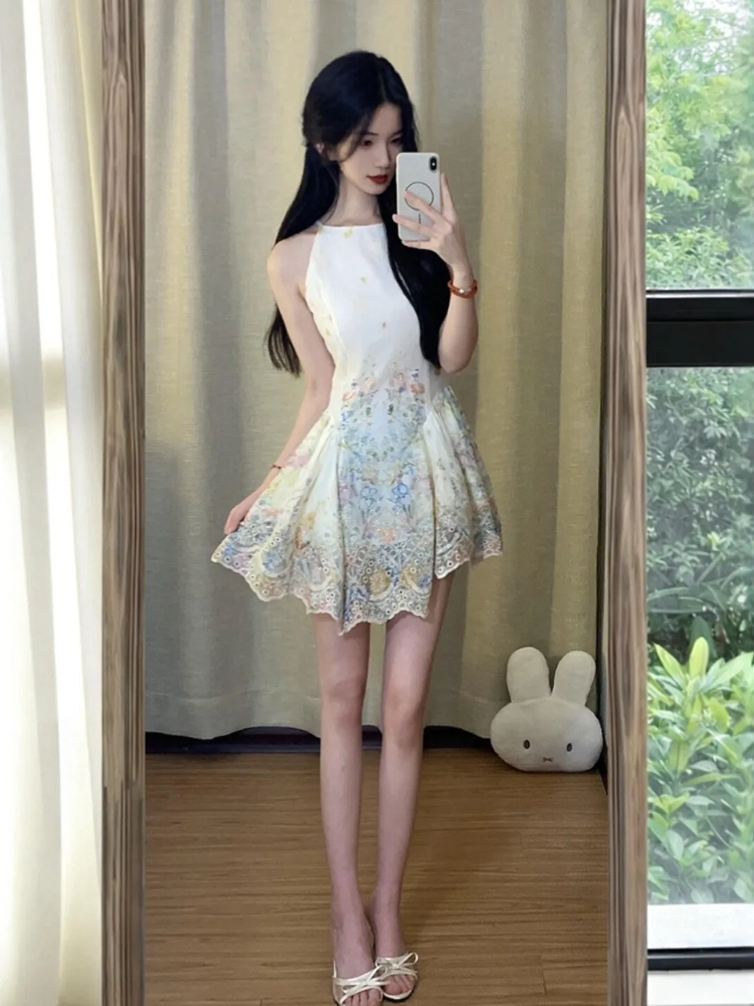 Summer Floral Print Gown Soft Style Waist-Cinching Vacation Wear Cotton Casual Dress French Style round Neckline Sleeveless
Summer Floral Print Gown Soft Style Waist-Cinching Vacation Wear Cotton Casual Dress French Style round Neckline Sleeveless