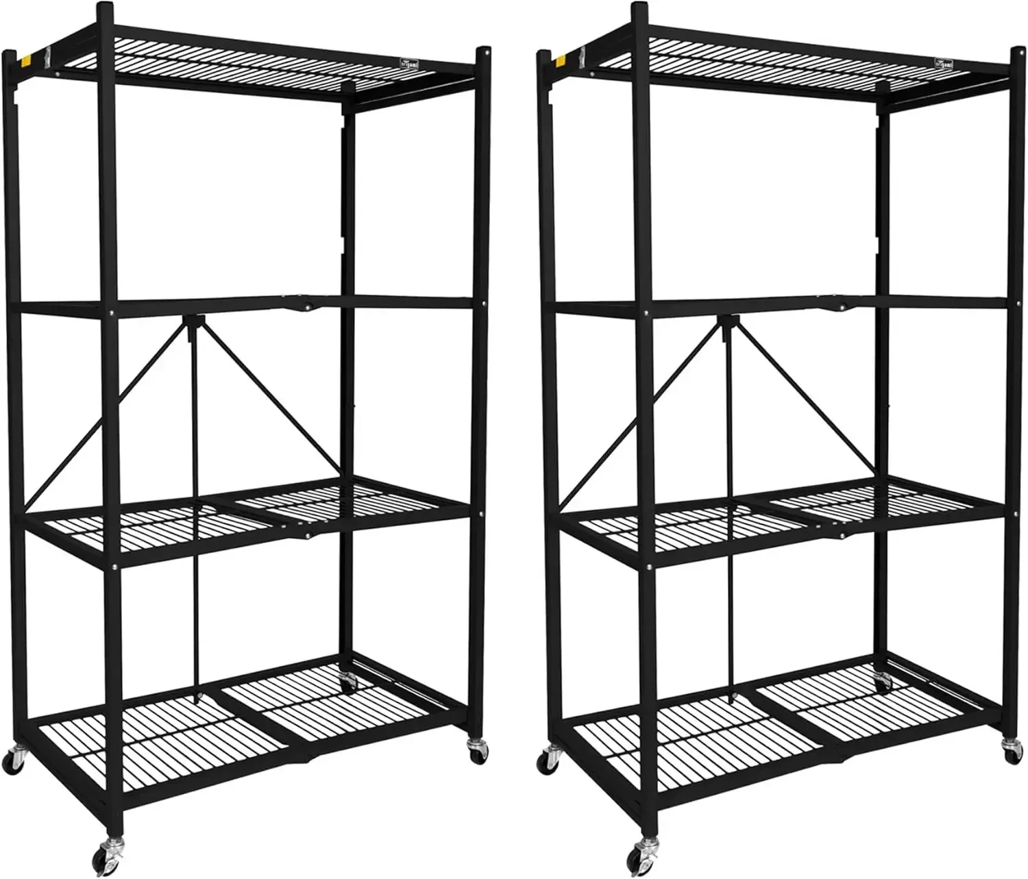 2 Pack 4 Tier Foldable Metal Garage Storage Shelf Rack, Wheels & Powder Coated Steel, Black
2 Pack 4 Tier Foldable Metal Garage Storage Shelf Rack, Wheels & Powder Coated Steel, Black