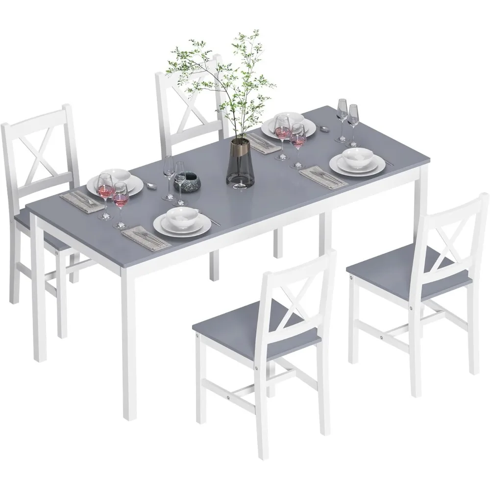 Dining Table Set for 4, 5-Piece Wood Kitchen Dining Table Set with 4 Chairs for Kitchen Dining Room Restaurant Small Space, 47"
Dining Table Set for 4, 5-Piece Wood Kitchen Dining Table Set with 4 Chairs for Kitchen Dining Room Restaurant Small Space, 47"