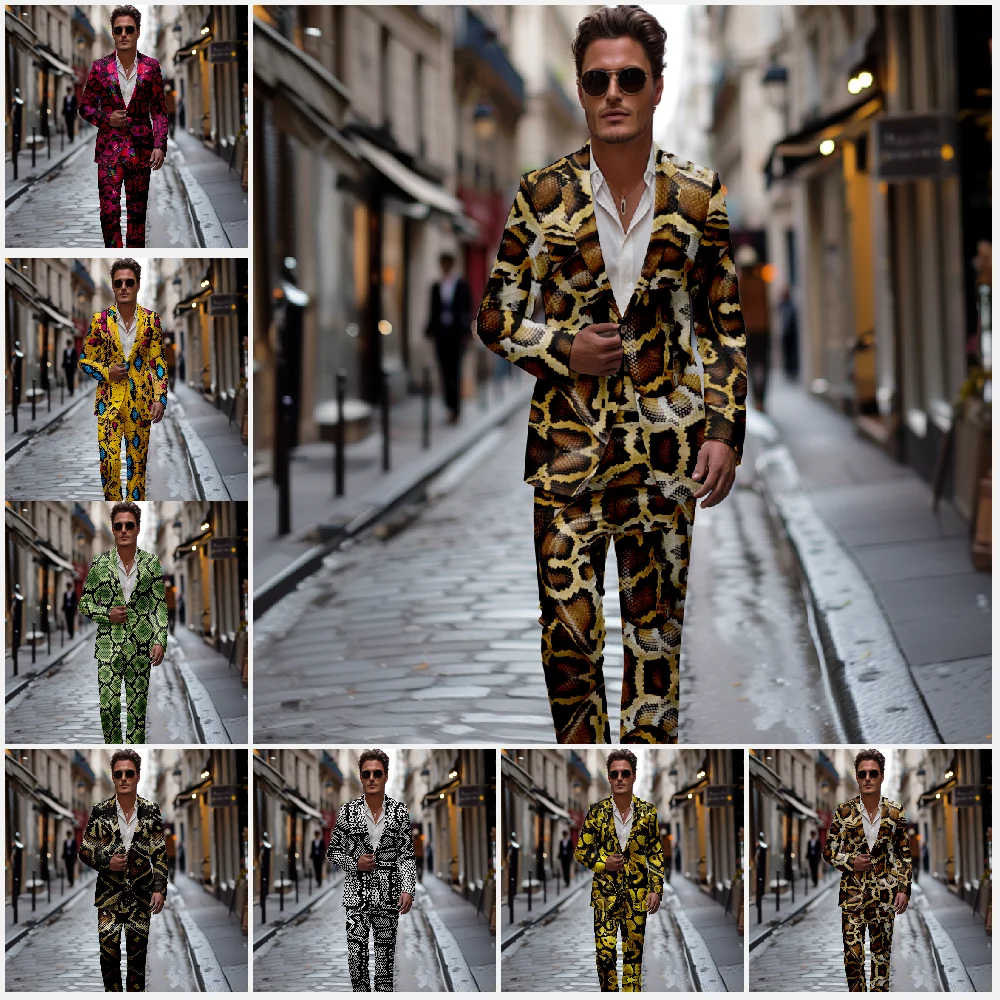 3d Print Snake Skin Men Elegant Suits Wedding 2 Pieces 2 Set Jackets Vest Pants Luxury Classic Blazers Outfit Full Formal Custom
3d Print Snake Skin Men Elegant Suits Wedding 2 Pieces 2 Set Jackets Vest Pants Luxury Classic Blazers Outfit Full Formal Custom