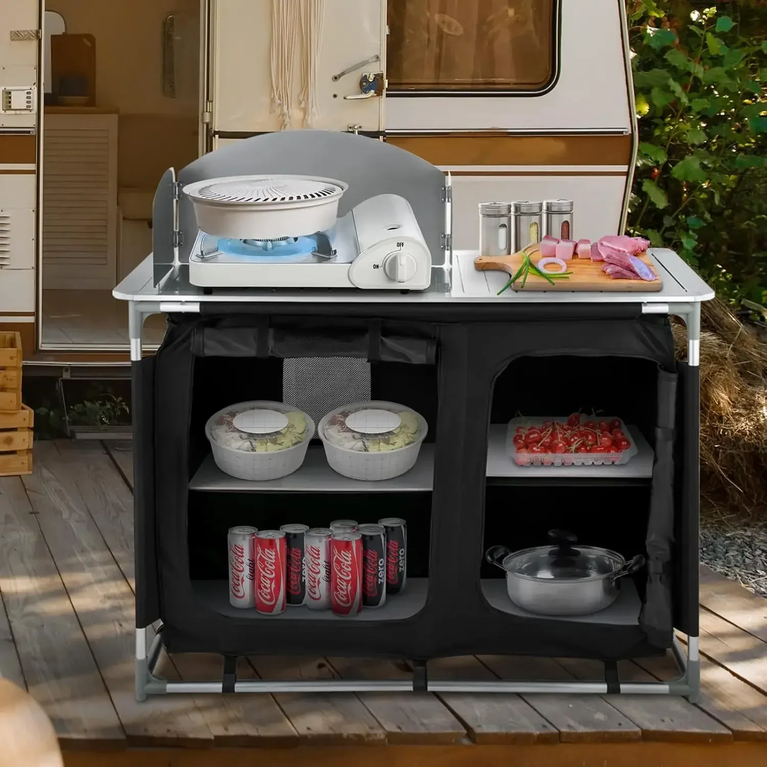 -For Cuisine De Camping Portable En Aluminium, Table De Cuisson Pliante Avec Brittop De 48 ", Poignées Amovibles,
-For Cuisine De Camping Portable En Aluminium, Table De Cuisson Pliante Avec Brittop De 48 ", Poignées Amovibles,
