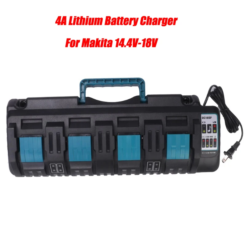 DC18SF 4-Port 4A Li-ion Battery Charger for Makita 14.4V 18V Li-ion Battery BL1820 BL1830 BL1850 BL1430 Power Tools Charger
DC18SF 4-Port 4A Li-ion Battery Charger for Makita 14.4V 18V Li-ion Battery BL1820 BL1830 BL1850 BL1430 Power Tools Charger