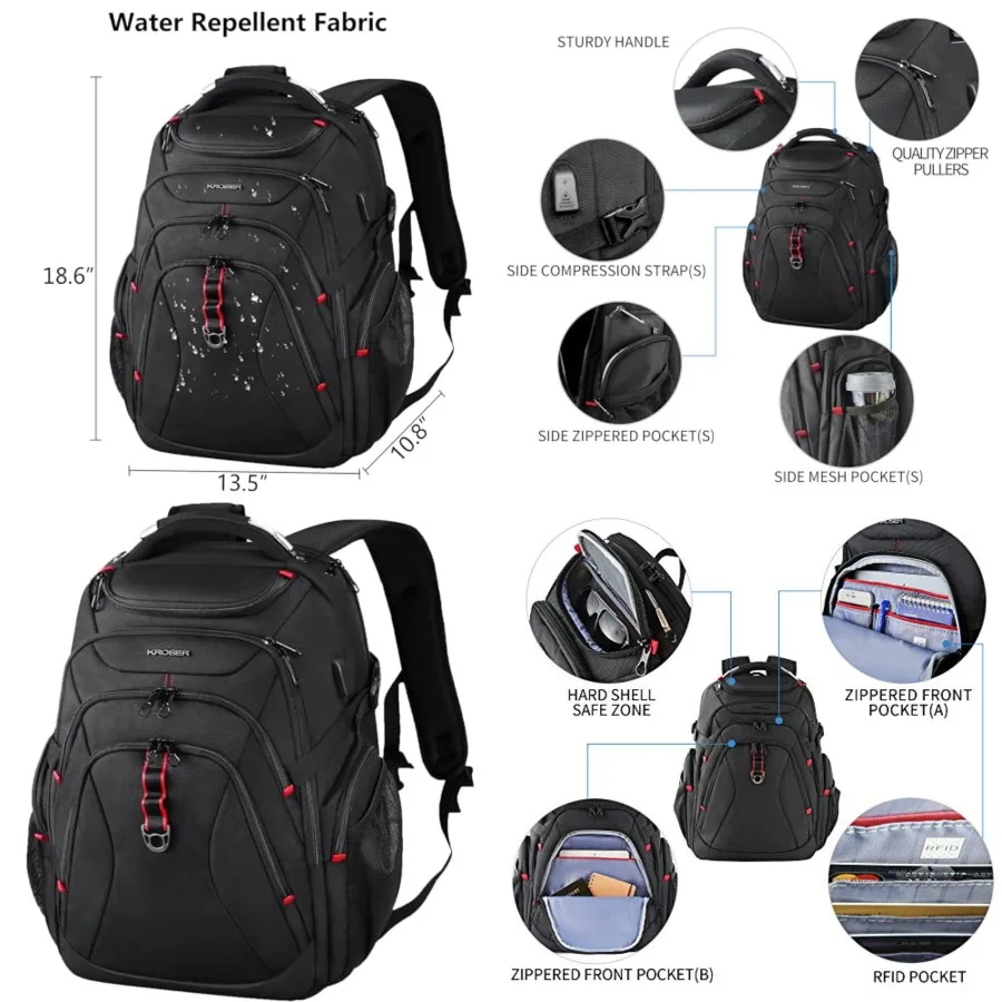 Travel Laptop Backpack XL Computer Backpack with Hard Shell Saferoom RFID Pockets Water-Repellent Business College Daypack Styl
Travel Laptop Backpack XL Computer Backpack with Hard Shell Saferoom RFID Pockets Water-Repellent Business College Daypack Styl
