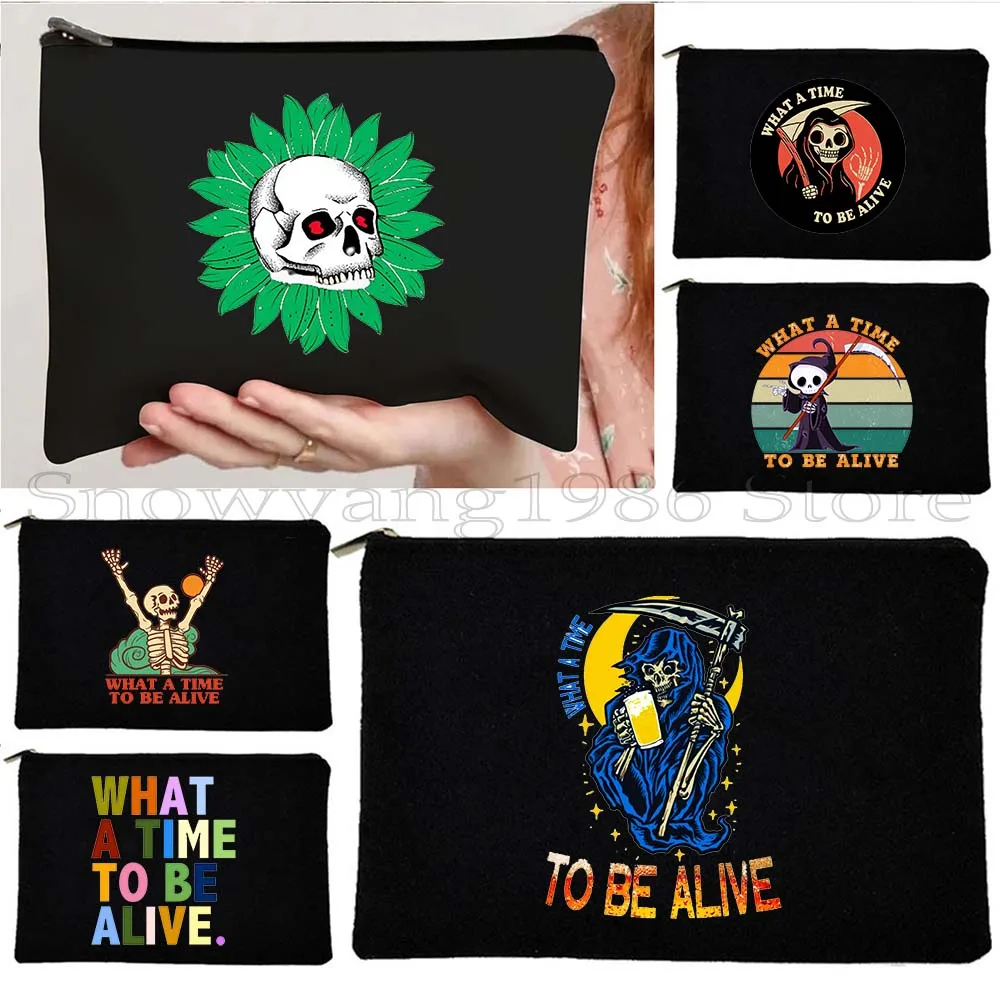 Funny What A Time To Be Alive Skeleton Skull Halloween Skeleton Canvas Cosmetic Bag Makeup Lipstick Storage Pouch Pencil Case
Funny What A Time To Be Alive Skeleton Skull Halloween Skeleton Canvas Cosmetic Bag Makeup Lipstick Storage Pouch Pencil Case
