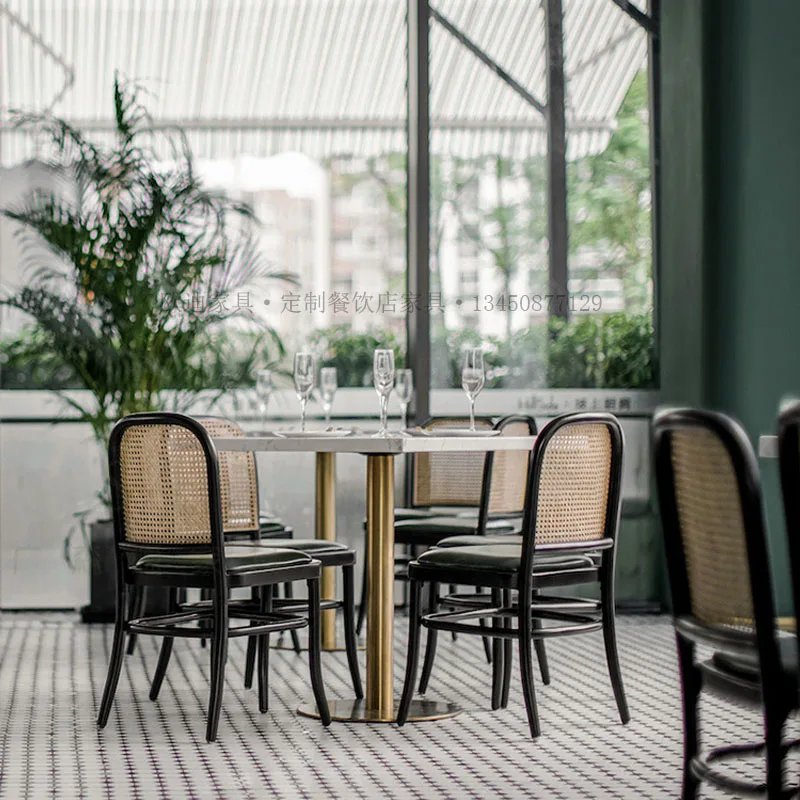 Custom Cafe Dining Chair South East Asia Style Rattan Solid Wood Chair Tea Restaurant Dessert Shop Marble Table and Chair Combin
Custom Cafe Dining Chair South East Asia Style Rattan Solid Wood Chair Tea Restaurant Dessert Shop Marble Table and Chair Combin