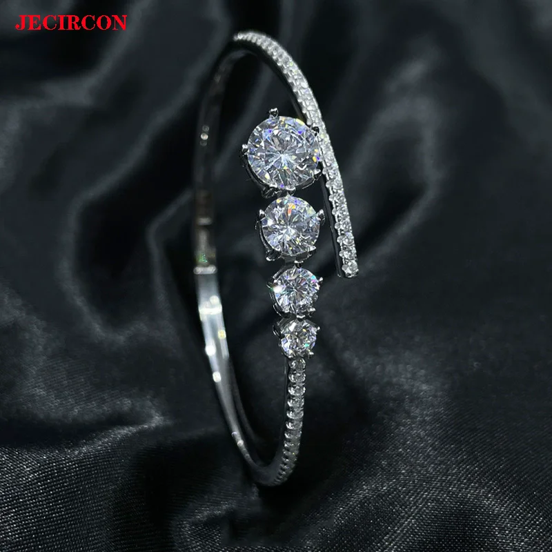 JECIRCON S925 Sterling Silver Moissanite Bangle, European and American Style, 18cm Adjustable, Trendy Women's Party Jewelry Gift
JECIRCON S925 Sterling Silver Moissanite Bangle, European and American Style, 18cm Adjustable, Trendy Women's Party Jewelry Gift