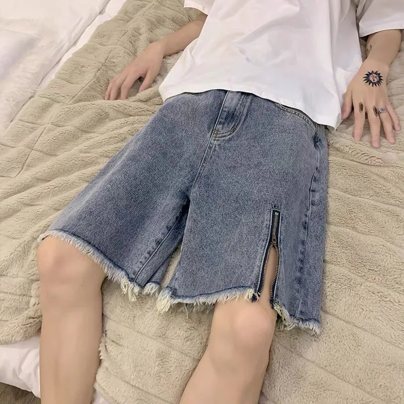 Men Boy Tassel Zipper Denim Shorts Male Trendy Thin Handsome High Street Casual Knee Length Shorts Loose Cozy Distress Shorts
Men Boy Tassel Zipper Denim Shorts Male Trendy Thin Handsome High Street Casual Knee Length Shorts Loose Cozy Distress Shorts
