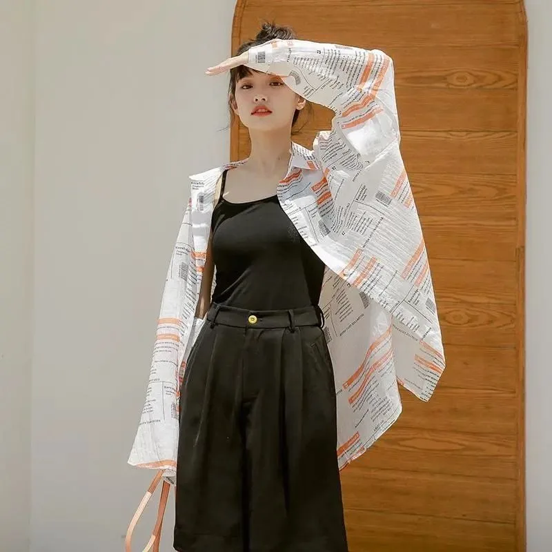 Lapel Letter Print Shirt Women's Long Sleeve Loose Mid-length Coat Cardigan Top
Lapel Letter Print Shirt Women's Long Sleeve Loose Mid-length Coat Cardigan Top