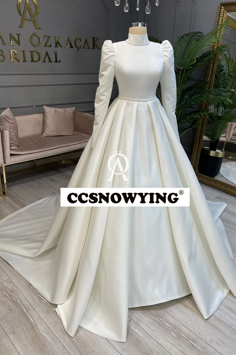 Satin Long Sleeve Muslim Wedding Dress for Bride High Neck Islamic Bridal Gowns Hijab Arabic Dubai Robe De Mariée
Satin Long Sleeve Muslim Wedding Dress for Bride High Neck Islamic Bridal Gowns Hijab Arabic Dubai Robe De Mariée