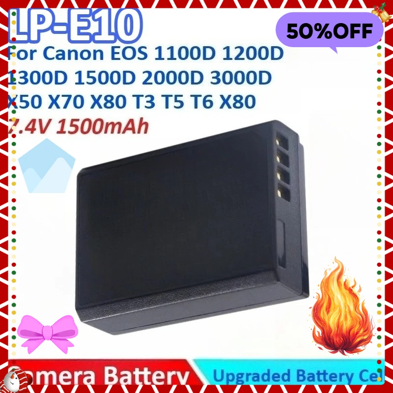 1500mAh 7.4V LP-E10 Camera Battery with USB Chg for Canon EOS 1100D 1500D 2000D 1300D 3000D 1200D X50 X70 X80 T3 T5 T6 X80 E10
1500mAh 7.4V LP-E10 Camera Battery with USB Chg for Canon EOS 1100D 1500D 2000D 1300D 3000D 1200D X50 X70 X80 T3 T5 T6 X80 E10