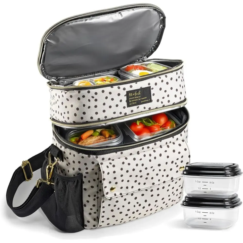 Dual-Layer Insulated Lunch Bag for Women with Polka Dot Design and Adjustable Strap
Dual-Layer Insulated Lunch Bag for Women with Polka Dot Design and Adjustable Strap