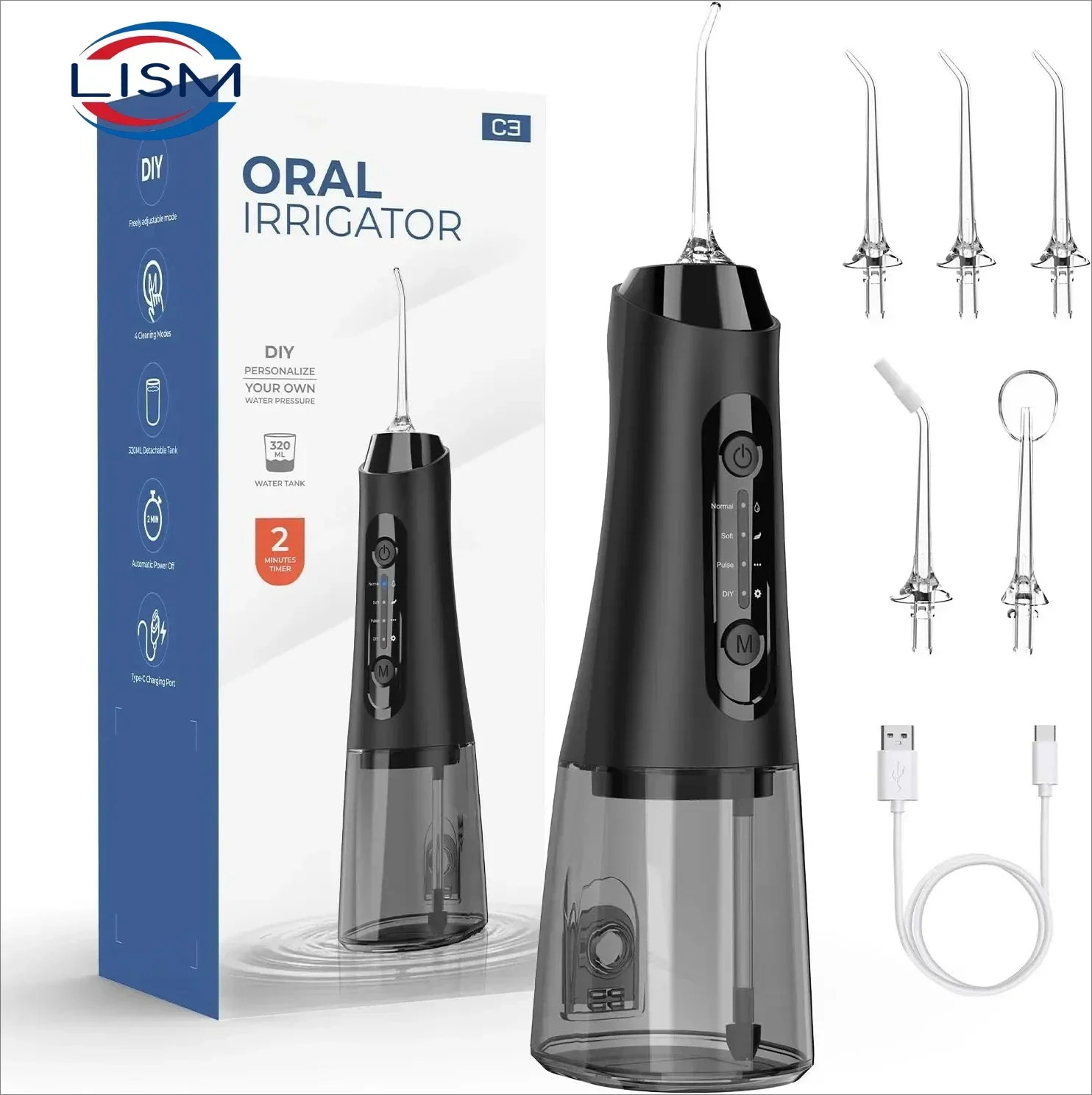 Electric Water Flosser with 4 Modes, 5 Nozzles, 320ML Tank, IPX7 Waterproof & 40-Day Battery for Home Travel
Electric Water Flosser with 4 Modes, 5 Nozzles, 320ML Tank, IPX7 Waterproof & 40-Day Battery for Home Travel