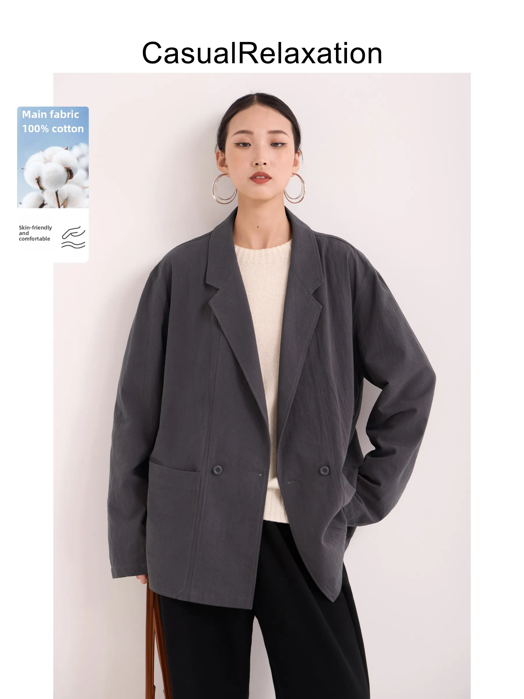 Women's Casual Cotton Suit Jaet Loose Fit Spring Autumn k ey Purple Top Commute Sle Long Sve Single Button
Women's Casual Cotton Suit Jaet Loose Fit Spring Autumn k ey Purple Top Commute Sle Long Sve Single Button