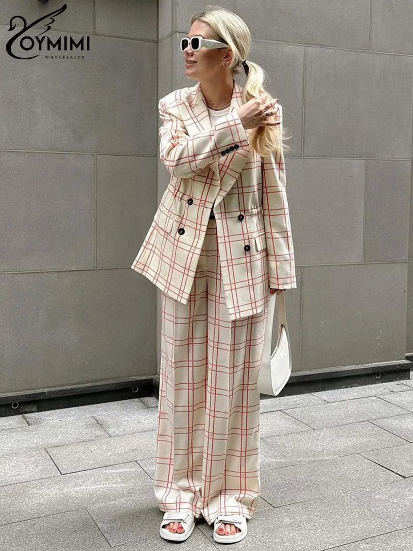 Oymimi Elegant Beige Plaid Print 2 Piece Sets Women Outfit Fashion Office Long Sleeve Double Breasted Shirt + Straight Pants Set
Oymimi Elegant Beige Plaid Print 2 Piece Sets Women Outfit Fashion Office Long Sleeve Double Breasted Shirt + Straight Pants Set