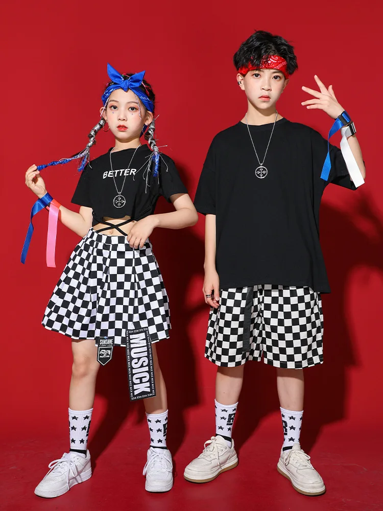 Kid Kpop Hip Hop Clothing Black Lace up Crop Top T Shirt Checkered Strap Skirt Shorts for Girl Boy Jazz Dance Costumes Clothes
Kid Kpop Hip Hop Clothing Black Lace up Crop Top T Shirt Checkered Strap Skirt Shorts for Girl Boy Jazz Dance Costumes Clothes