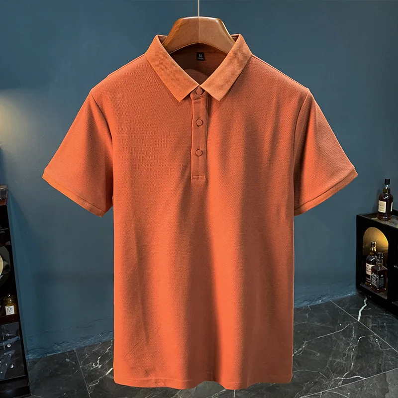 High end men's lapel short sleeved T-shirt new 2025 summer half sleeved polo shirt solid color mesh breathable top
High end men's lapel short sleeved T-shirt new 2025 summer half sleeved polo shirt solid color mesh breathable top