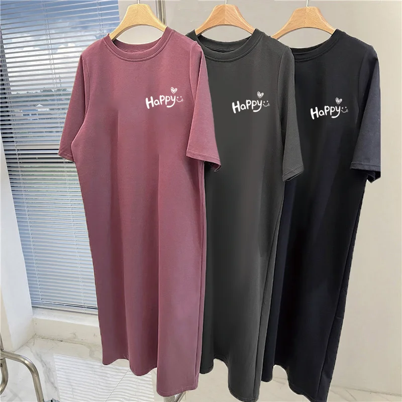 Women Casual Happy Letter Print T Shirt Dress Short Sleeve Loose Oversized Side Split Summer Maxi Long Dress
Women Casual Happy Letter Print T Shirt Dress Short Sleeve Loose Oversized Side Split Summer Maxi Long Dress