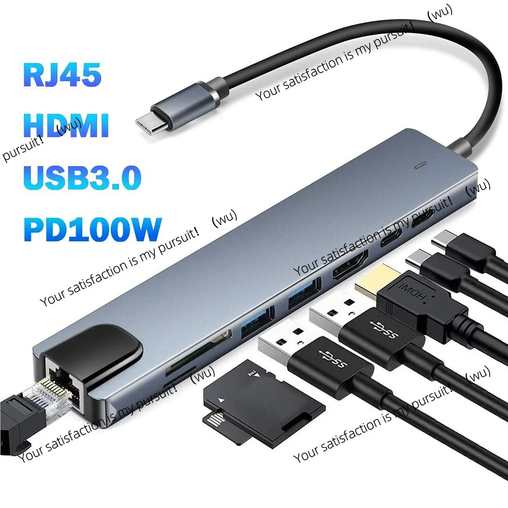 USB 3.0 Type-C хаб, док-станция USB-C с HDMI 4K 30Гц, адаптер Type-C на RJ45 100 Мбит/с Ethernet, VGA-удлинитель, выход для наушников, PD 100 Вт
USB 3.0 Type-C хаб, док-станция USB-C с HDMI 4K 30Гц, адаптер Type-C на RJ45 100 Мбит/с Ethernet, VGA-удлинитель, выход для наушников, PD 100 Вт