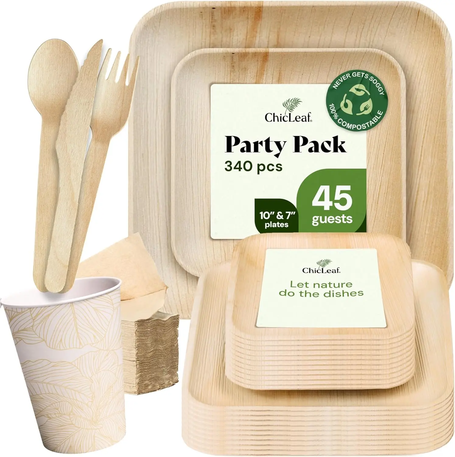 Compostable Palm Leaf Plates & Cups Set, 45-Pack Biodegradable Tableware for Parties
Compostable Palm Leaf Plates & Cups Set, 45-Pack Biodegradable Tableware for Parties