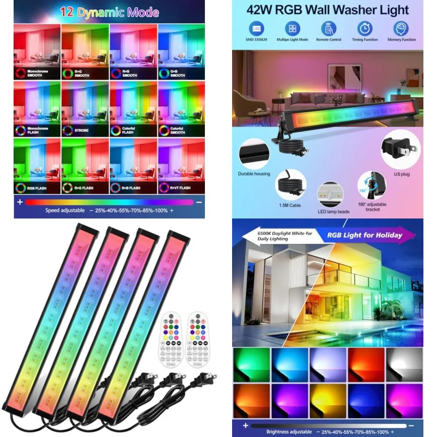 MEIKEE W RGBW Wall Washer Light, 3350lm, IP66 Waterproof Wash Light Bar with Remote, Color Changing Wash Flood Strip Lighting f
MEIKEE W RGBW Wall Washer Light, 3350lm, IP66 Waterproof Wash Light Bar with Remote, Color Changing Wash Flood Strip Lighting f