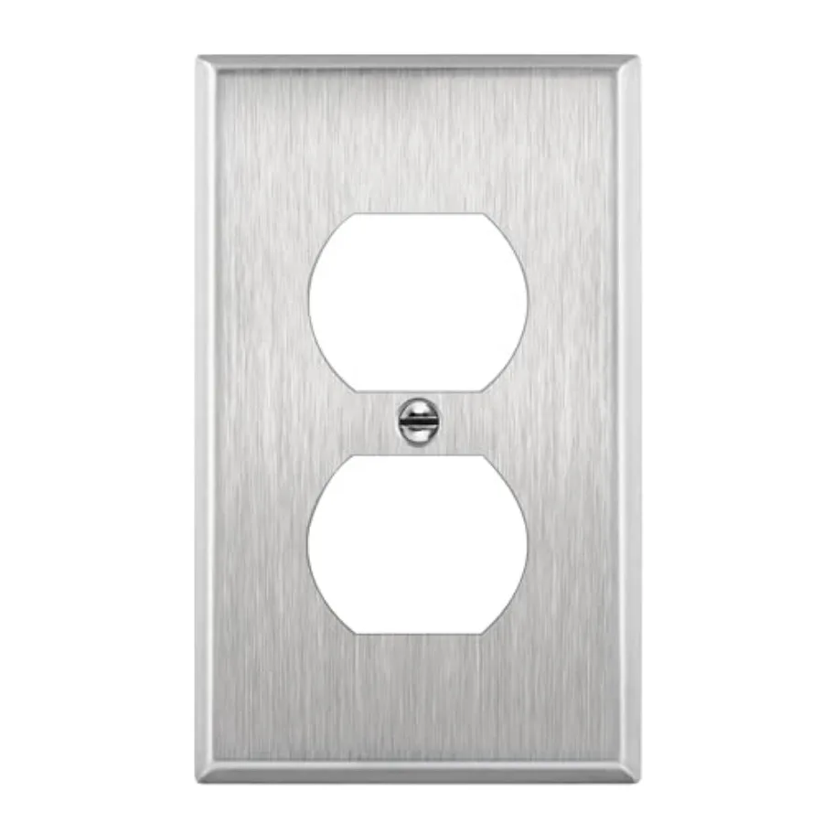 Duplex Receptacle Metal Wall Plate, Outlet Cover, Corrosion Resistant, Size.50" x.76", UL Listed, 7721, 430, Silver
Duplex Receptacle Metal Wall Plate, Outlet Cover, Corrosion Resistant, Size.50" x.76", UL Listed, 7721, 430, Silver