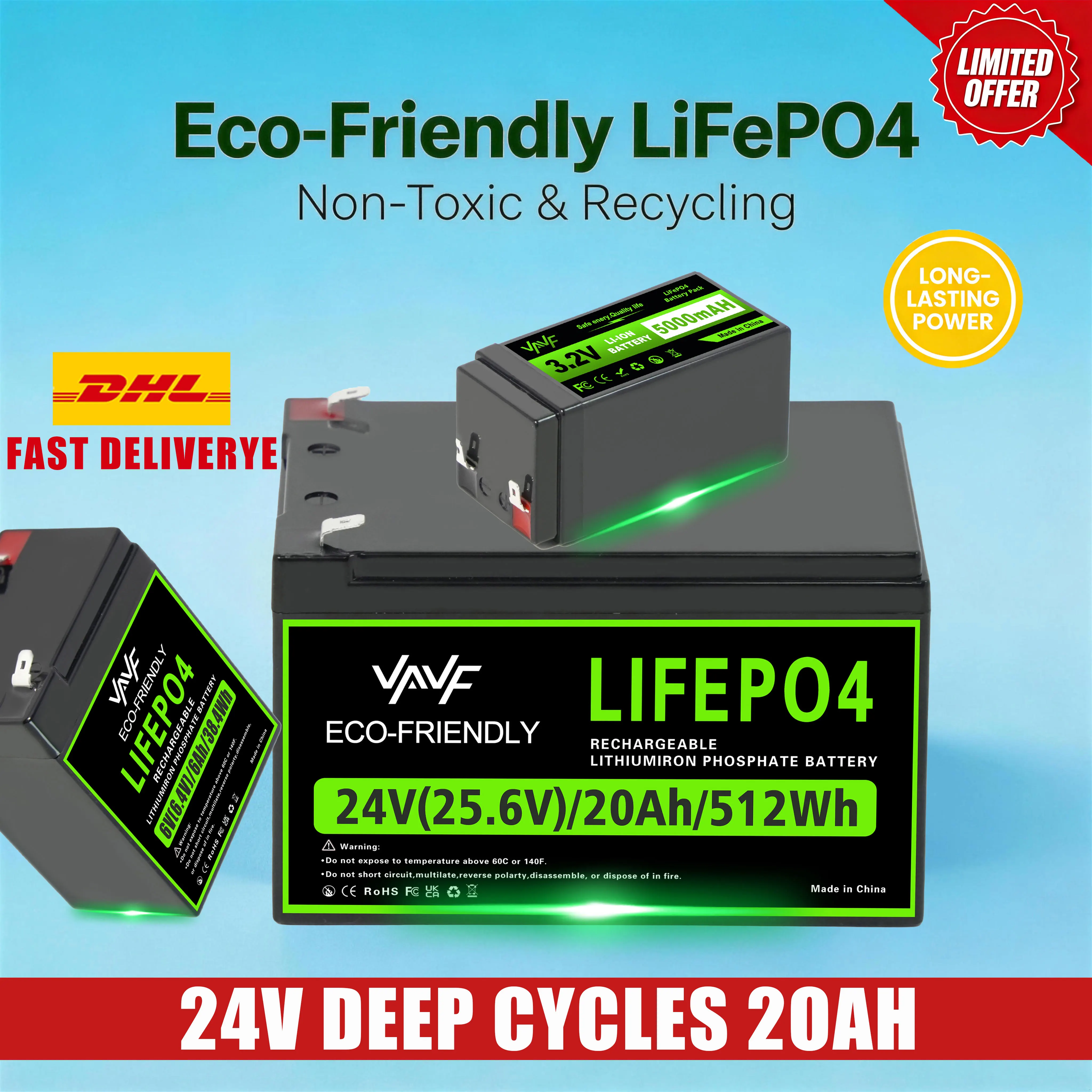 24V 20000mAh LiFePO4 Battery with BMS 4000+Cycles,for Off-Road Adventures & Off-Grid Homes,Solar Energy Storage,RV Travel
24V 20000mAh LiFePO4 Battery with BMS 4000+Cycles,for Off-Road Adventures & Off-Grid Homes,Solar Energy Storage,RV Travel