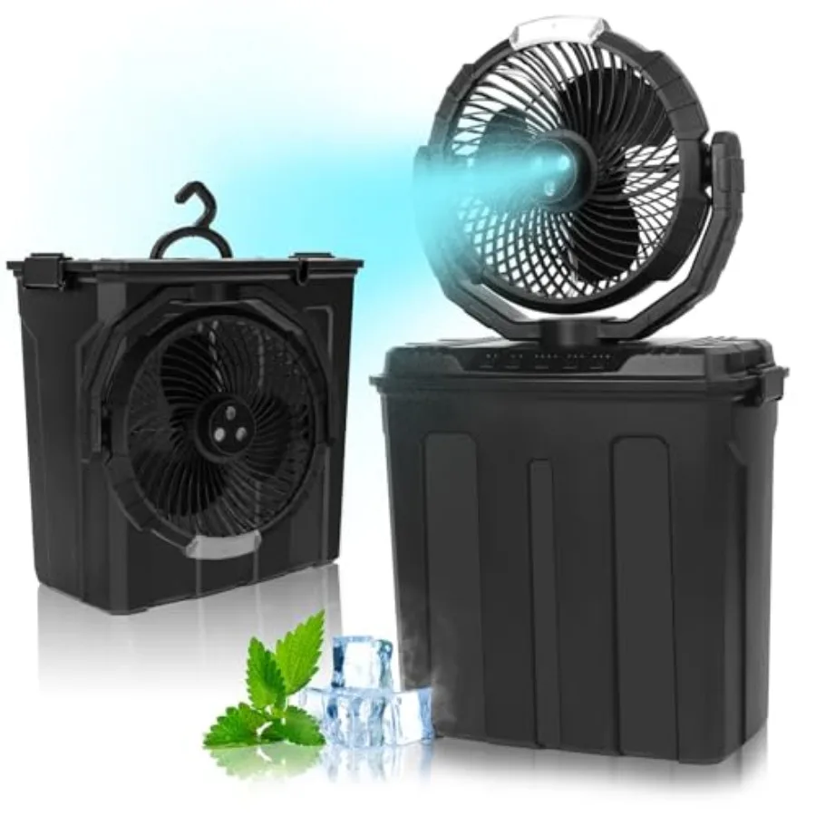 Outdoor Portable Misting Fan with 9L Water Tank 20000mAh Powered 3 Strong Wind and 3 Spray Mister Cooling Fan with Light, 80° O
Outdoor Portable Misting Fan with 9L Water Tank 20000mAh Powered 3 Strong Wind and 3 Spray Mister Cooling Fan with Light, 80° O
