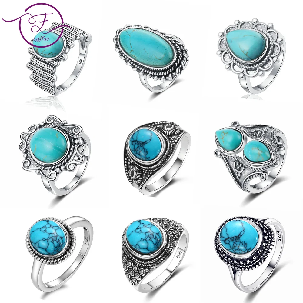 Vintage Natural Turquoise Silver Rings Retro Round Oval Gemstone Ring Fine Jewelry Engagement Party Gifts for Women Men FCGJHW
Vintage Natural Turquoise Silver Rings Retro Round Oval Gemstone Ring Fine Jewelry Engagement Party Gifts for Women Men FCGJHW