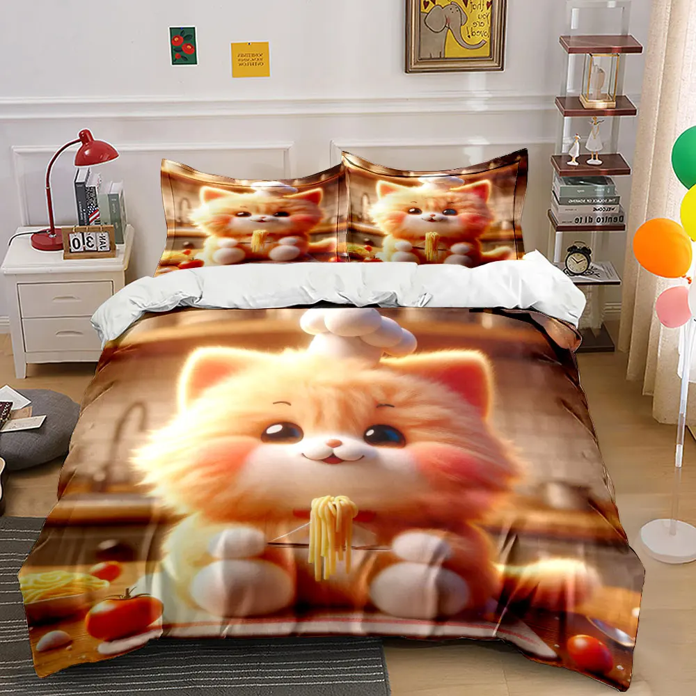 3pcs Cute chef cat making spaghetti Duvet Cover Set with 3D Printing Design Soft Polyester Bedding Set All-Season Comfort
3pcs Cute chef cat making spaghetti Duvet Cover Set with 3D Printing Design Soft Polyester Bedding Set All-Season Comfort